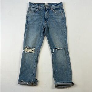 Zara Light Blue Distressed Boyfriend Jeans